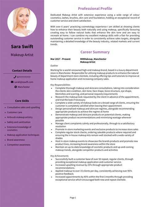 makeup artist cv
